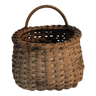 19thc Early Small Basket With Handle For Sale