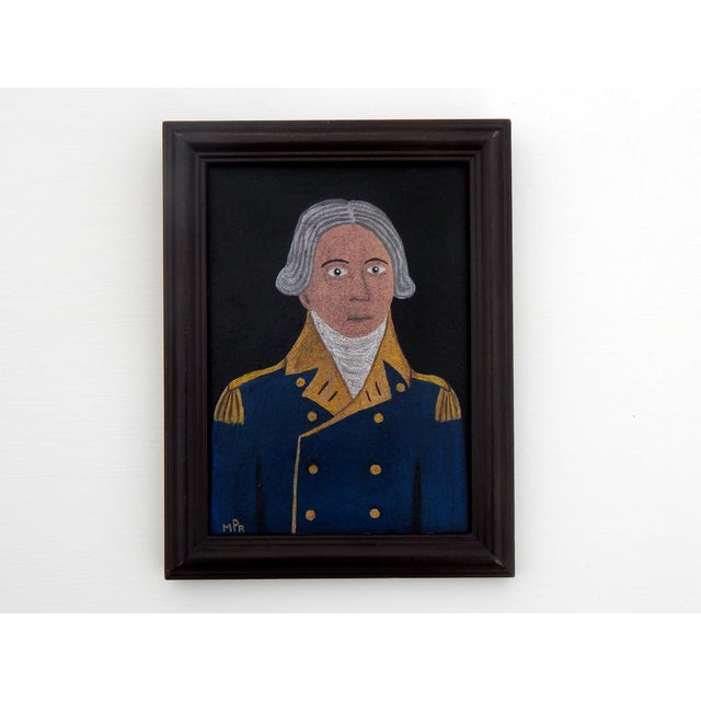 Black Matt Rix, Naive Style Admiral Portrait, Oil on Board For Sale - Image 8 of 8