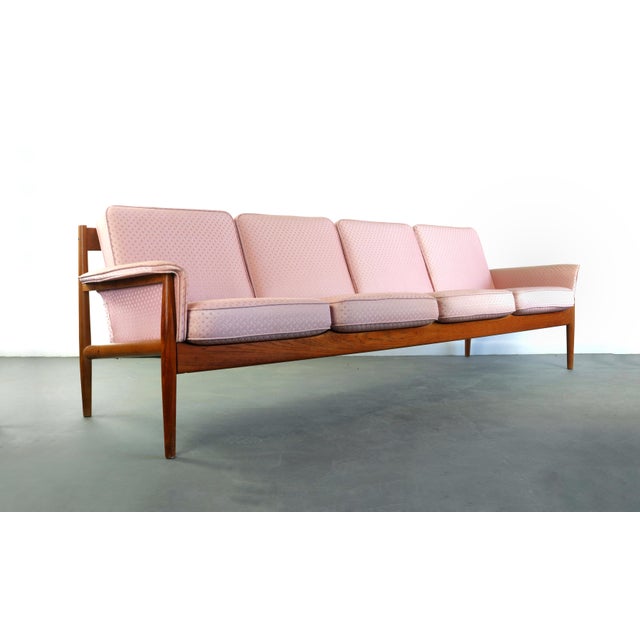 Mid-Century Modern 8 Ft Long Grete Jalk for France and Son Four Seat Sofa Denmark For Sale - Image 3 of 10