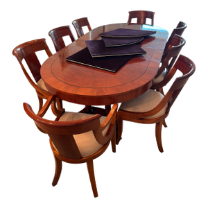 Baker Furniture Palladian Collection Neoclassic Style Extension Dining Table With 8 Chairs - Set of 9