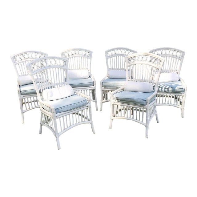 1980s Shabby Chic Painted White Wicker Chairs With ... (640 x 640 Pixel)