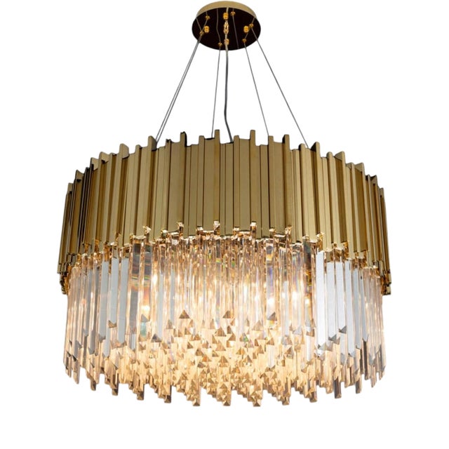 Collection Jupiter Chandelier in Metal and Crystal by Jago For Sale