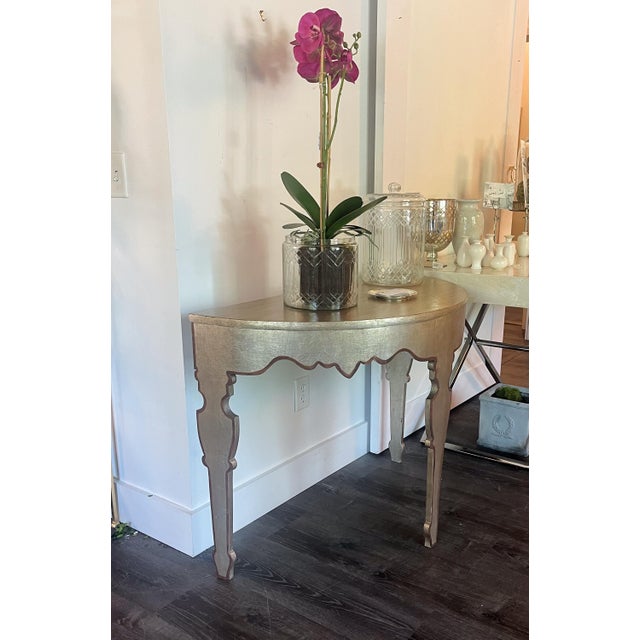 Wood Tara Shaw Silver Leaf Console - Pair For Sale - Image 7 of 7