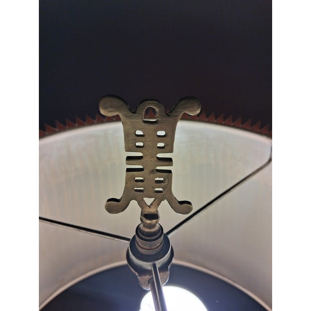 Wood Vintage Frederick Cooper Double Happiness Lamp For Sale - Image 7 of 11