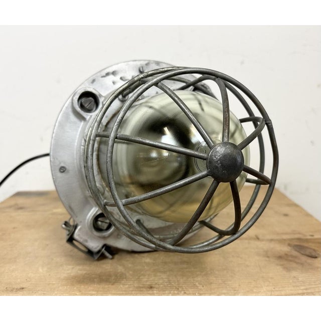 Large Industrial Cast Aluminum Cage Pendant Light, 1970s For Sale - Image 17 of 18