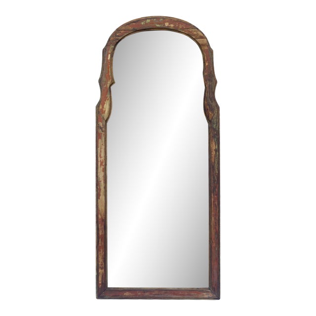 Bassett Rustic Style Destressed Pine Arched Mirror For Sale