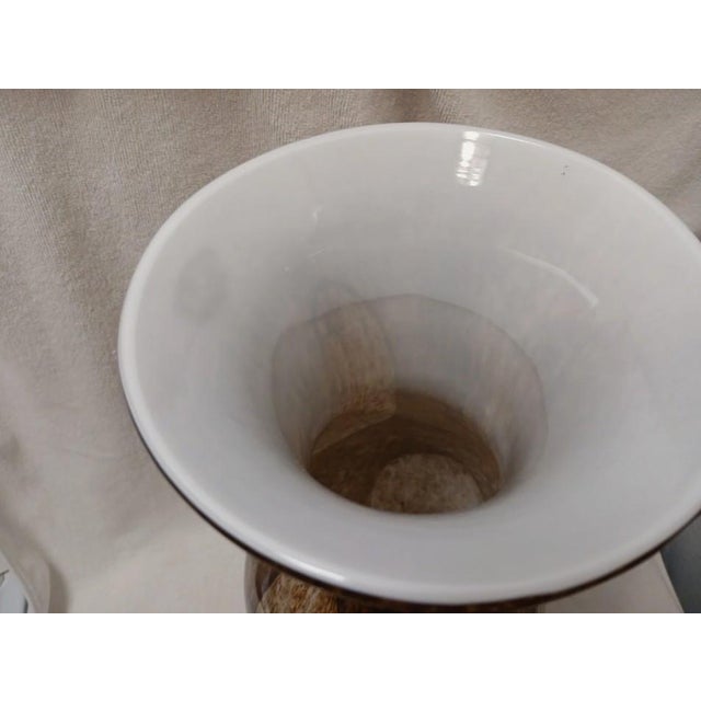 Vintage Italian Murano Handblown Glass Vase 19" Brown Spots Speckle Art Deco MCM For Sale - Image 13 of 18