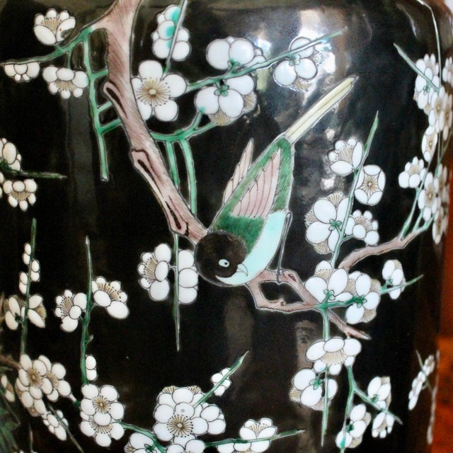 Pair of Large Famille Noir Chinese Porcelain Vases For Sale - Image 15 of 18