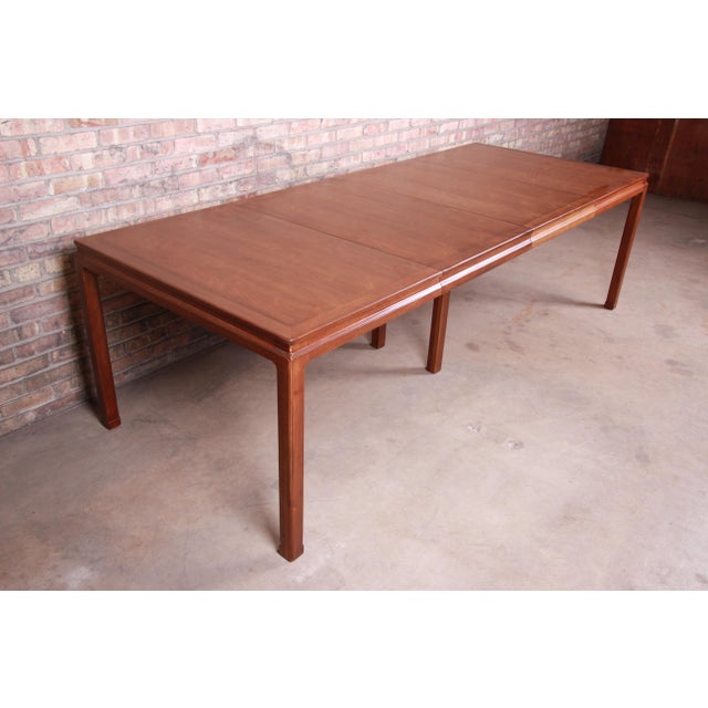 1950s Edward Wormley for Dunbar Janus Collection Walnut Extension Dining Table, Newly Restored For Sale - Image 5 of 13
