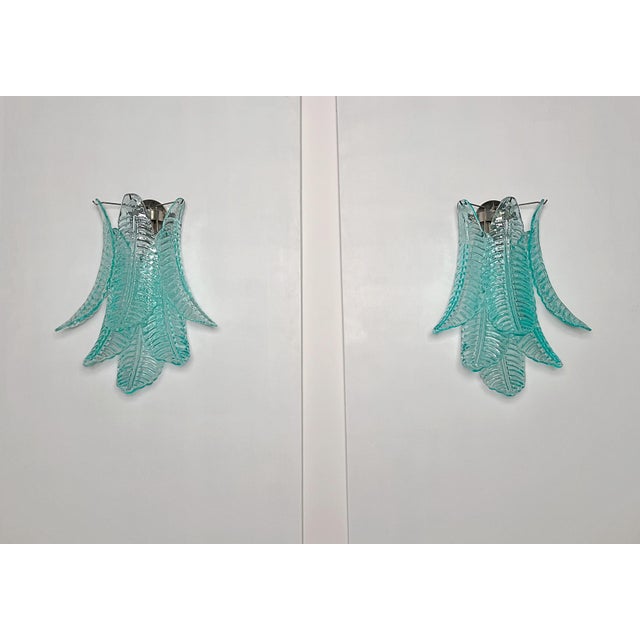 Vintage Turquoise Murano Glass Felci Wall Sconces, 1990s, Set of 2 For Sale - Image 13 of 18