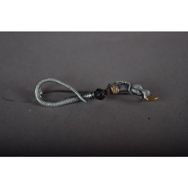 Vintage Snake-Tail and Bull-Leg Motif Brooch in Silver with Gold-Tone Accents, 1930s For Sale - Image 6 of 6