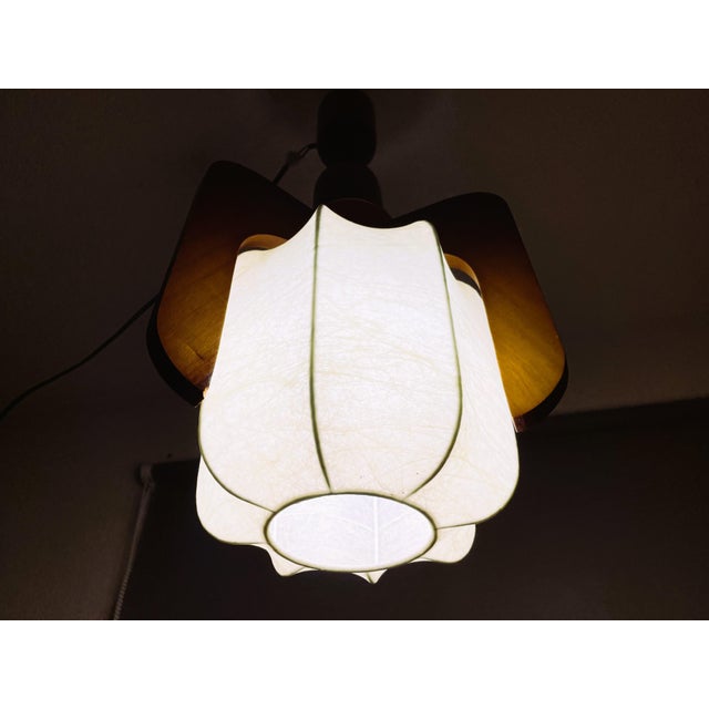 Mid-Century Modern Portuguese Wooden Hanging Light, 1960s For Sale - Image 6 of 12