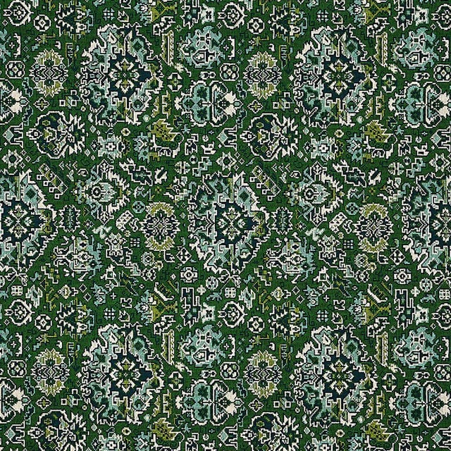 Sample - Schumacher Pallay Epingle Fabric in Emerald For Sale