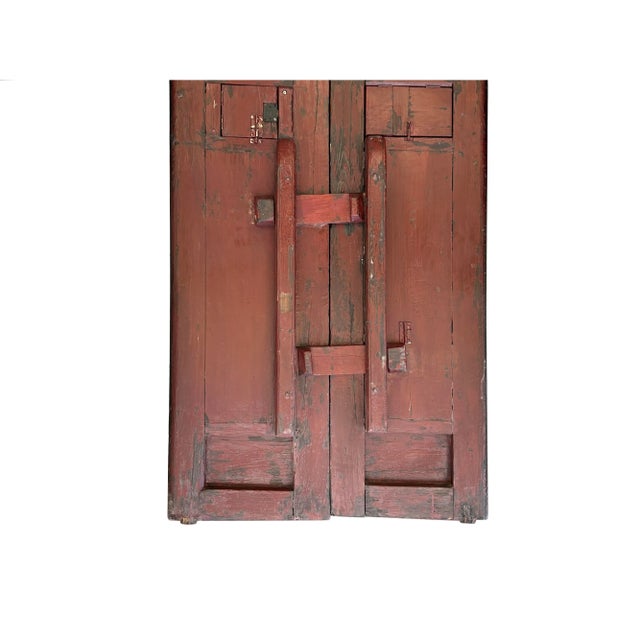 Pair Vintage Chinese Brown Fujian Style Carving Wood Wall Door Panels For Sale - Image 9 of 12