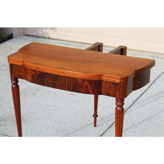 Wood Antique Early 20th-Century Flame Mahogany Gateleg Game Table or Desk For Sale - Image 7 of 18