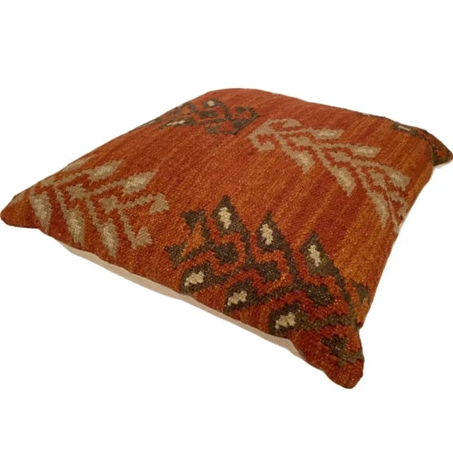 Vintage Red Carpet Handwoven Decorative Geometric Throw Pillow For Sale - Image 4 of 12