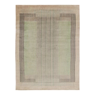 Contemporary Art Deco Style Geometric Mint Green Wool Rug by Rug & Kilim, India For Sale