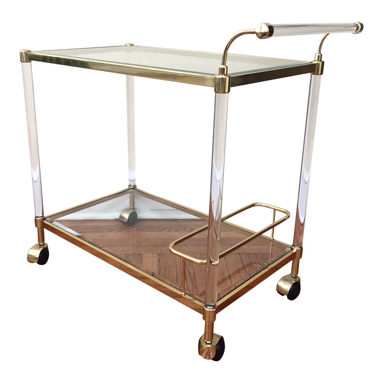 Modern Brass & Lucite Bar Cart Chairish