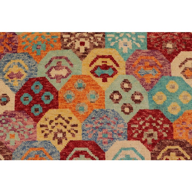 1990s Shabby Chic Balochi Pink/Blue Wool Rug - 6'7''x9'9'' For Sale - Image 5 of 10