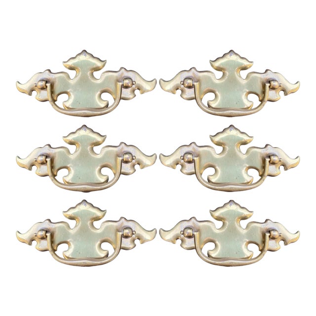Chippendale Brass Drawer Pulls, Set of 6 For Sale