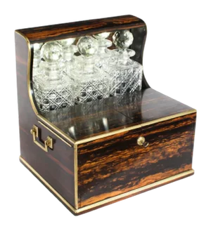 Antique Victoran Coromandel with Three Crystal Decanter, 1870