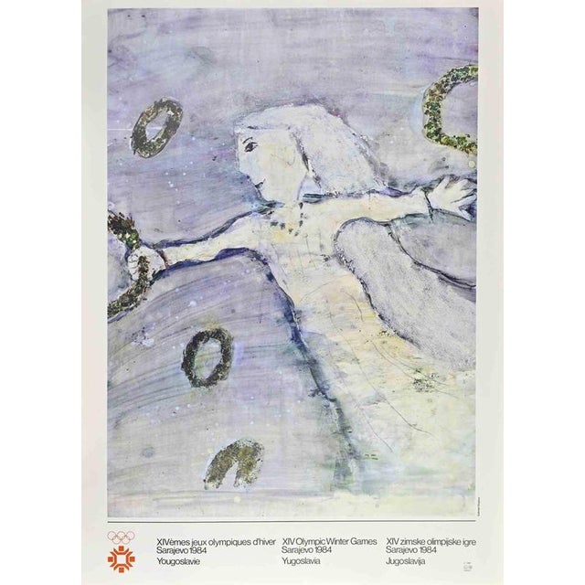 Vintage poster realized in 1984 in occasion of the XIV Olympic Winter Games in Sarajevo. Edition of 1000. Created by the...