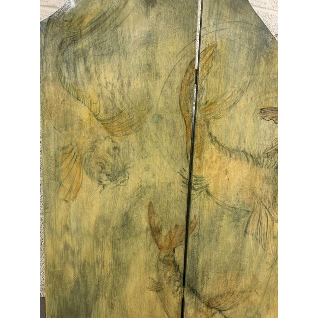 Three Fold Asymmetrical Painted Screen For Sale - Image 12 of 14