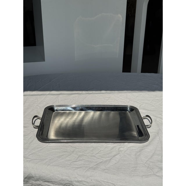 Classic Silver Tray with Pearl Stripe Frieze, 1980s For Sale - Image 12 of 18