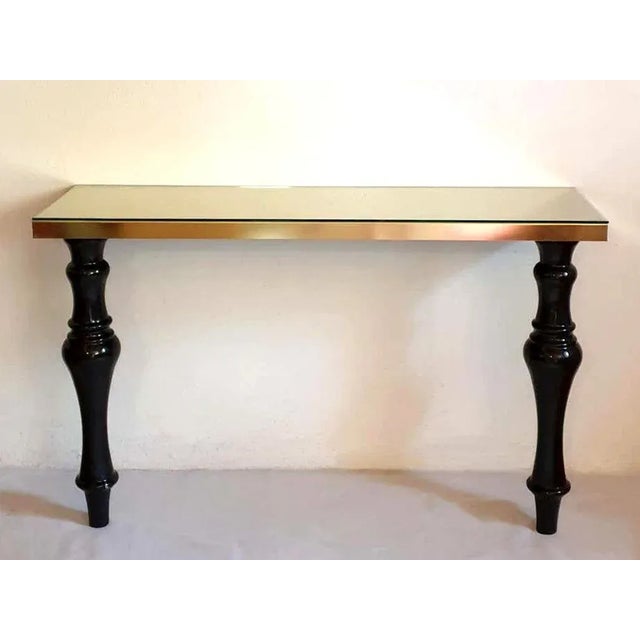 Large Marble & Brass Console Table Italy 1980s For Sale - Image 4 of 9