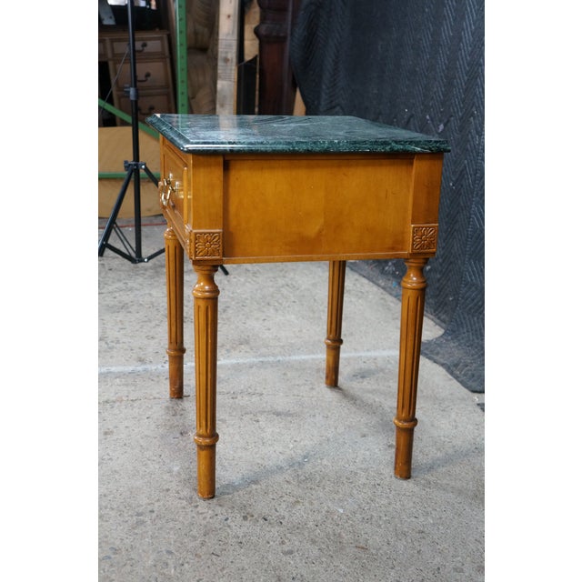 Vintage Century Furniture Louis XVI Neoclassical Style Maple Green Marble Side Table 25" For Sale - Image 16 of 18
