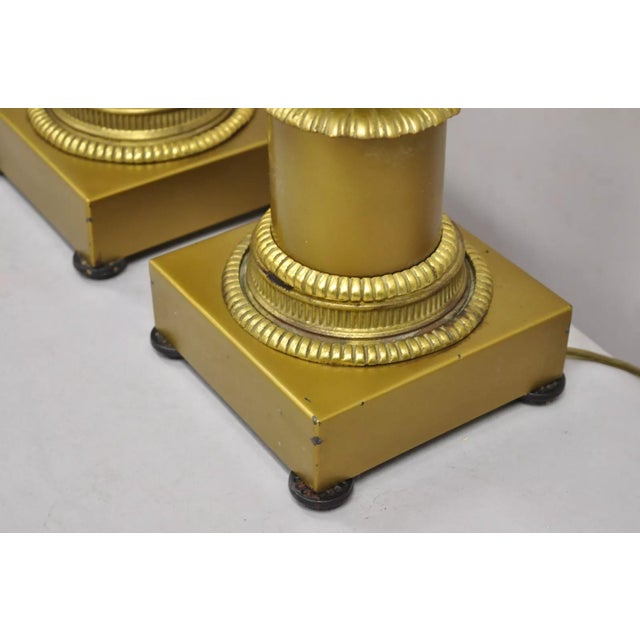 Gold Vintage French Louis XV Style Brass & Crystal Urn Table Lamps - A Pair For Sale - Image 8 of 12