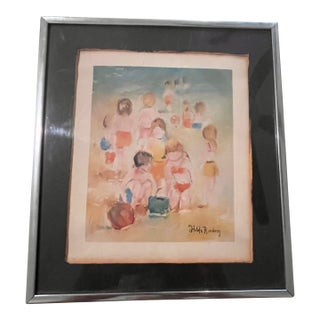 1972 Hilda Rindom “Hilda’s Little People” Figurative Artwork, Rindom Galleries Florida For Sale