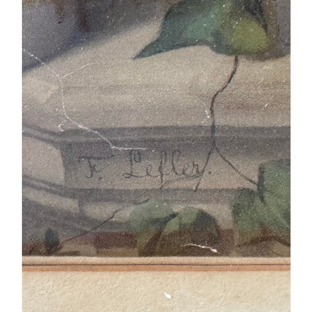 Antique Victorian Framed Chromolithograph Children Music Flute Mandolin Serenade Print F. Lefler For Sale - Image 6 of 7