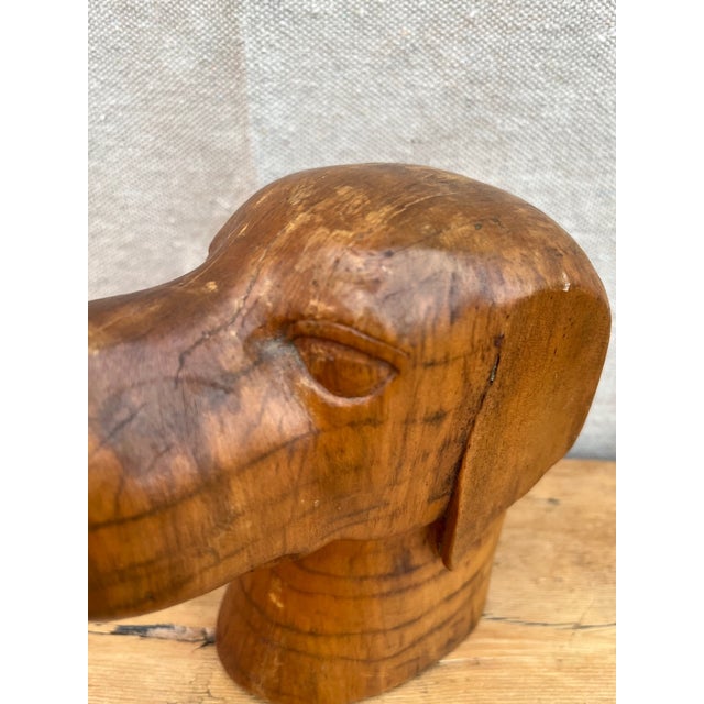 Vintage Folk Art Carved Wood Dog Head For Sale - Image 9 of 11