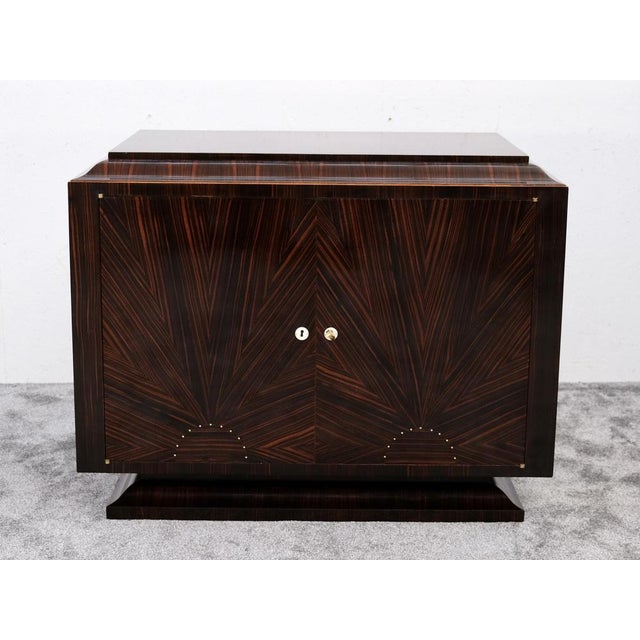 Vintage Art Deco Chest of Drawers with Geometric Veneer, 1930s For Sale - Image 10 of 12