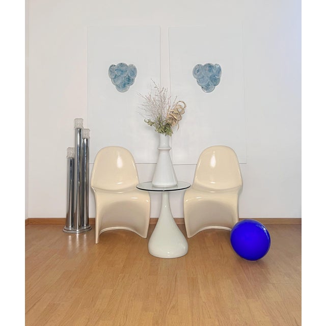 Pair of Vintage Italian Murano appliques in Vistosi style. Wall lights have 6 glass for each, blue alabaster glasses....