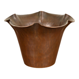 Roycroft Arts & Crafts Hammered Copper Vase With Scalloped Edge, Circa 1920s