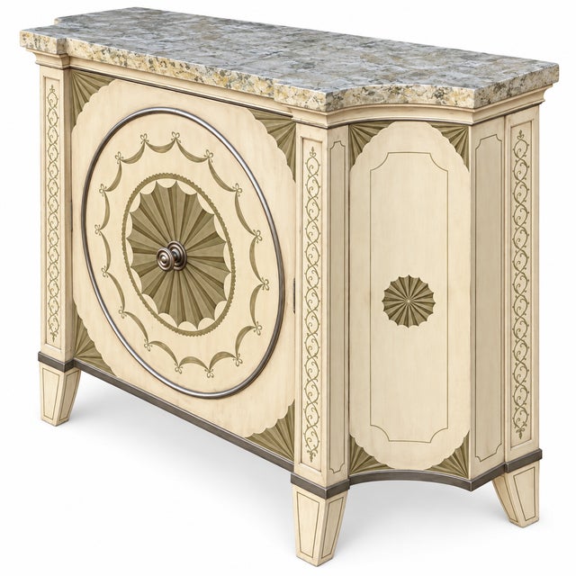 Late 20th Century Italian Neo-Classical Style Hand Painted Faux Marble Top Cabinet / Credenza / Sideboard For Sale - Image 5 of 8