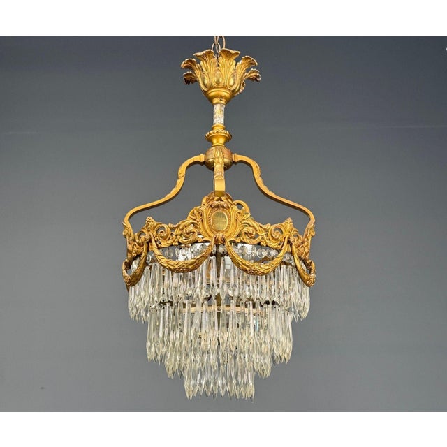 French Louis Xvi, Chandelier, Dore Bronze, Crystal, France, 19th Century For Sale - Image 4 of 15