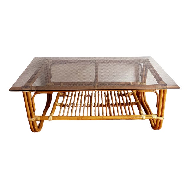 Vintage Rattan Coffee Table, 1960s For Sale