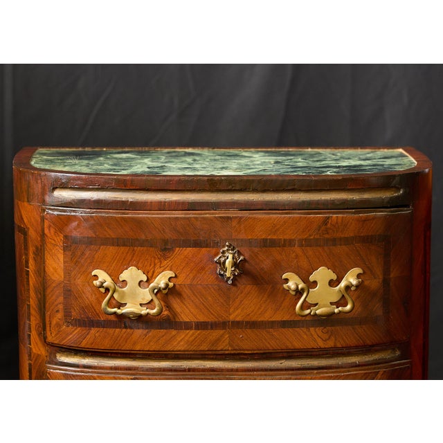 Pair of 18th Century Italian Commodinis With Marble Tops and Marquetry Inlay, Sicilian, C. 1780 For Sale - Image 11 of 12