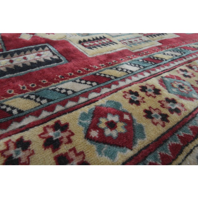 1970s Vintage Handmade Wool Cotton Red Area Rug For Sale - Image 4 of 11