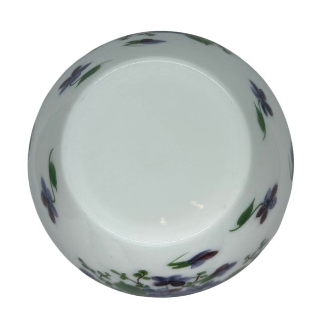 Glass Vintage Consolidated Phoenix Glass Handpainted Regent Violets Art Glass Vase For Sale - Image 7 of 12