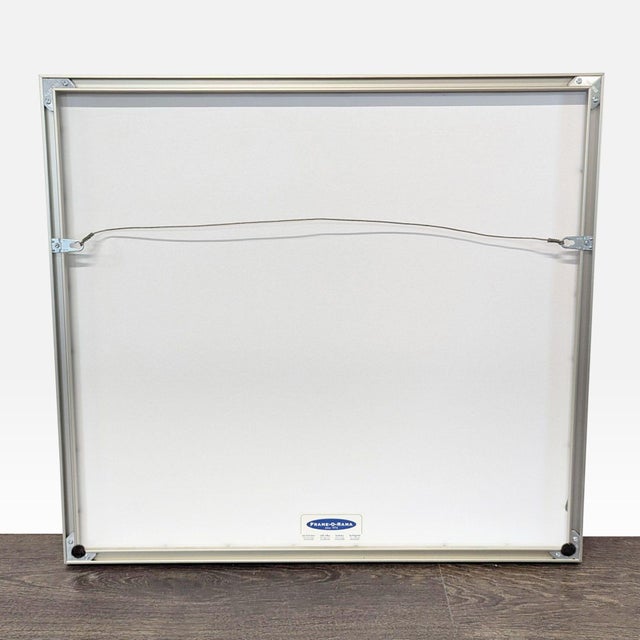 This unique art print features a repeating red pomegranate pattern on textured gray paper. The piece is framed with a...