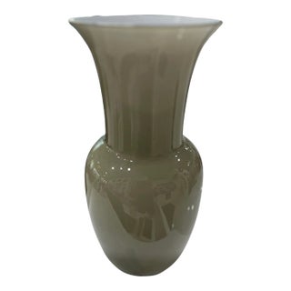 Gray Murano Glass Opalino Vase by Venini For Sale
