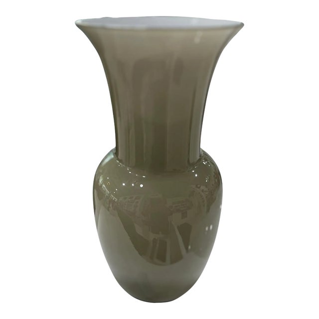 Gray Murano Glass Opalino Vase by Venini For Sale