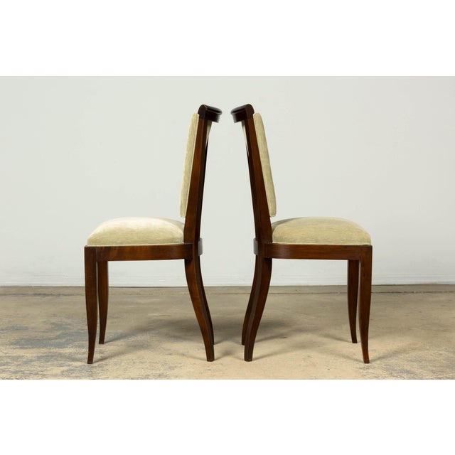 Set of 8 French Art Deco Walnut Dining Chairs in Sprout Green, 1930s For Sale - Image 10 of 18