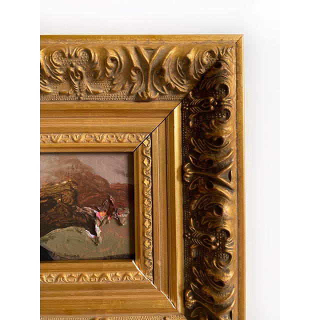 Abstract "Dusty Hills" 2026 Mini Painting With Vintage Frame by Jessalin Beutler For Sale - Image 3 of 4
