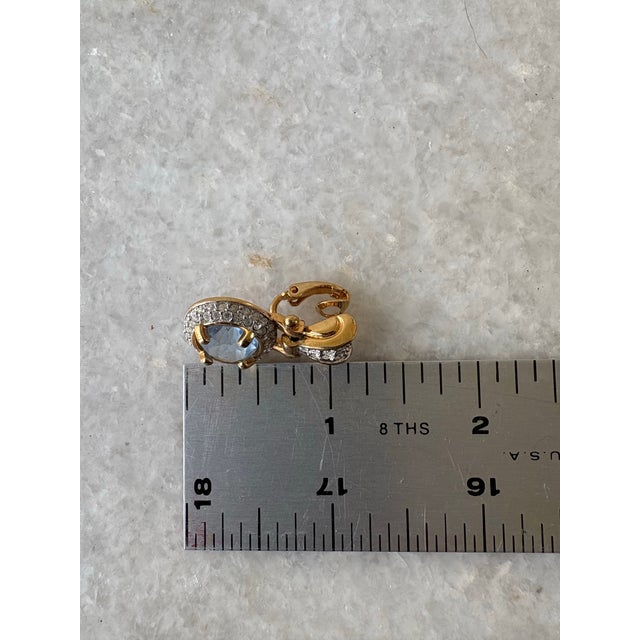 Contemporary Vintage Swarovski Gold Tone Pave Crystal & Purple/Blue Crystal Clip-on Earring For Sale - Image 3 of 5