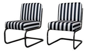 Vintage Stripe Lounge Chairs, 1970s, Set of 2
